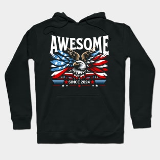 Awesome Since 2024 - Patriotic American Eagle Hoodie